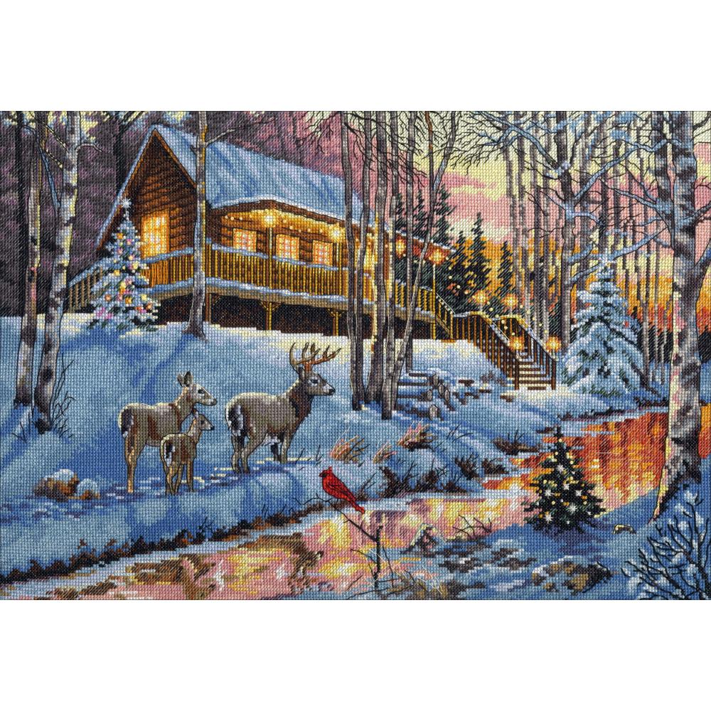 (image for) Gold Collection Winter Cabin Counted Cross Stitch Kit